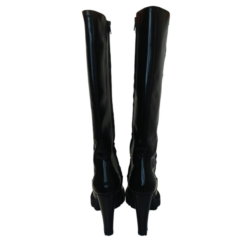 Black All Saints Knee high Platform pointed toe boots sz 38 - Picture 4 of 11